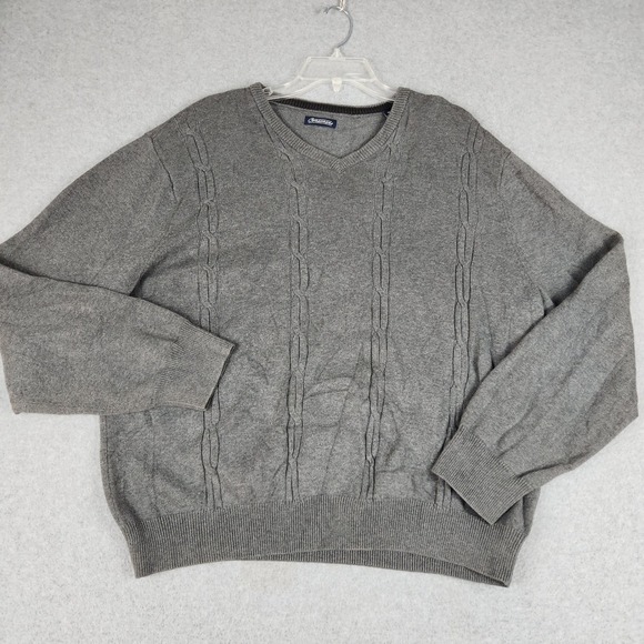 Consensus Other - Consensus Sweater Mens XL Gray Cable Knit Long Sleeve Casual V-Neck Pullover